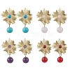 4 Pairs 4 Style Brass Mixed Stone Stud Earrings for Women EJEW-JE06244-2