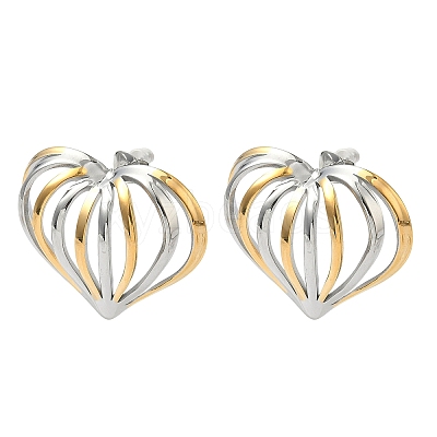 304 Stainless Steel Two Tone Stud Earrings EJEW-P335-01A-1