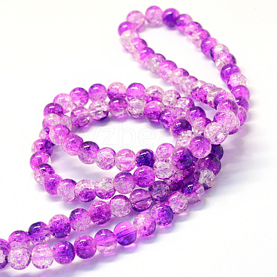 Baking Paint Transparent Crackle Glass Round Bead Strands DGLA-Q018-4mm-24-1