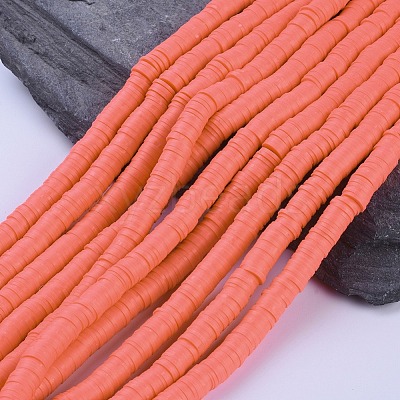 Flat Round Handmade Polymer Clay Beads CLAY-R067-8.0mm-14-1