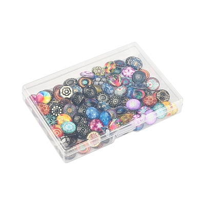 100Pcs Printed Glass Half Round Dome Cabochons GGLA-FS0001-13-1