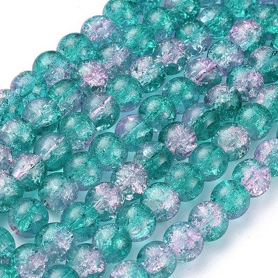 Crackle Glass Beads Strands X-CCG-Q002-8mm-06-1