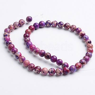 Dyed & Heated Natural Imperial Jasper Round Bead Strands G-M274-03-6mm-1