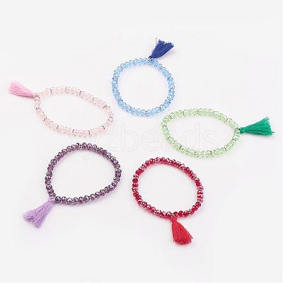 Glass Beads Stretch Charm Bracelets BJEW-JB03089-1