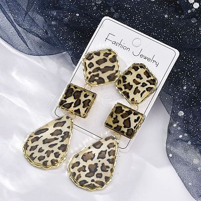 Alloy acrylic Dangle Stud Earrings EJEW-M075-01G-05-1