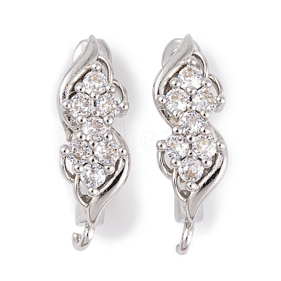 Rack Plating Brass Cubic Zirconia Hoop Earring Findings KK-S374-04P-01-1