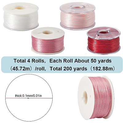 4 Rolls 4 Colors Special Coated Polyester Beading Threads for Seed Beads OCOR-SC0001-08B-1