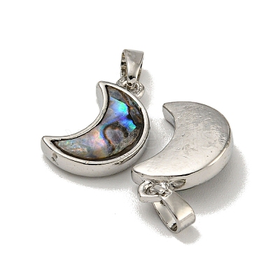Rack Plating Brass Natural Paua Shell Pendants KK-U025-06P-02-1