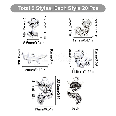 100Pcs 5 Style Tibetan Style Alloy Pendants PALLOY-SC0003-96-1