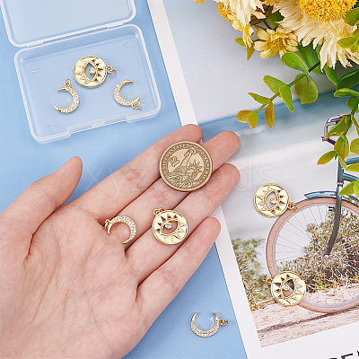 8Pcs 2 Style Rack Plating Brass Micro Pave Cubic Zirconia Pendants KK-BC0011-96-1