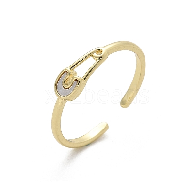 Brass Shell Cuff Rings for Women RJEW-C126-12G-1