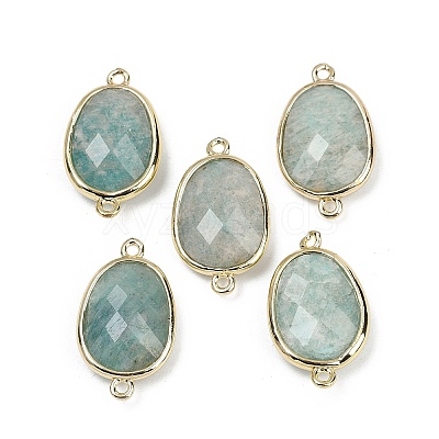 Natural Amazonite Faceted Connector Charms G-K347-11G-04-1