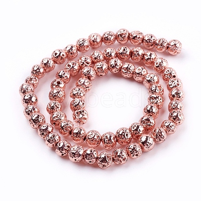 Electroplated Natural Lava Rock Bead Strands G-E429-01-4mm-RG-1