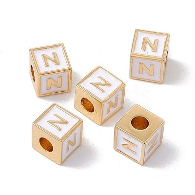 Rack Plating Brass Enamel Beads KK-B060-04G-04N-1