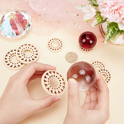 AHADEMAKER 8Pcs 2 Style Wood Crystal Ball Display Bases AJEW-GA0004-65-1