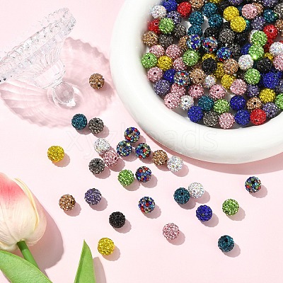 100Pcs Pave Disco Ball Beads RB-YW0001-30A-1