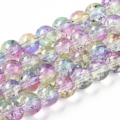 Transparent Crackle Glass Bead Strands GLAA-T025-8mm-02C-1
