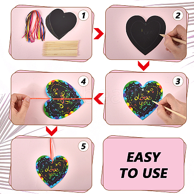 DIY Valentine's Day Heart Scratch Art AJEW-WH0308-909-1