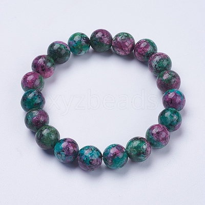 Synthetic Ruby in Zoisite Beaded Stretch Bracelets BJEW-I253-10mm-29-1