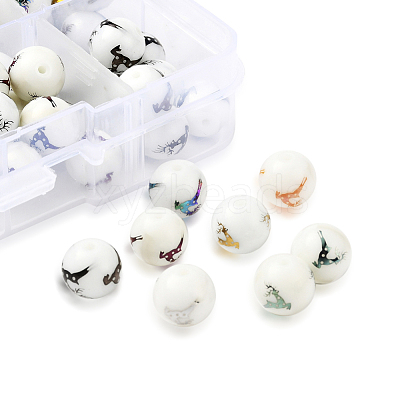 80Pcs 8 Colors Christmas Opaque Glass Beads EGLA-YW0001-04-1