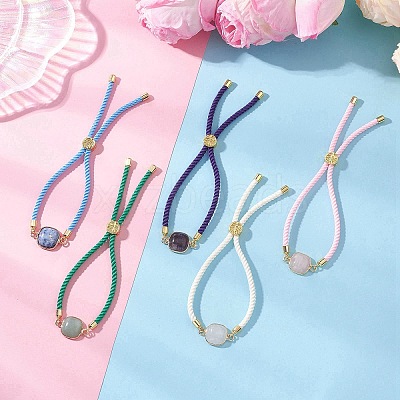 Natural Gemstone Beads Silder Bracelets BJEW-JB13391-1