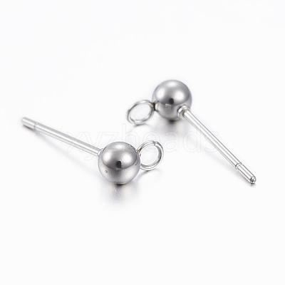 Non-Tarnish 304 Stainless Steel Stud Earring Findings STAS-H376-90-1