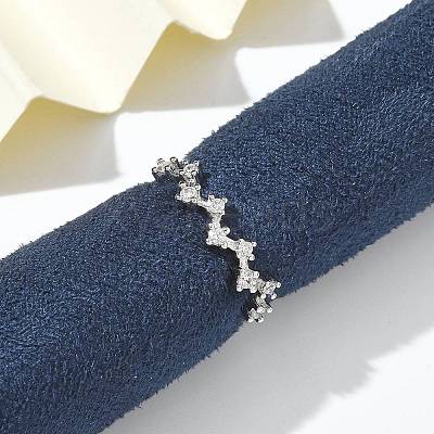 Star Clear Cubic Zirconia Cuff Rings RJEW-G337-03P-1