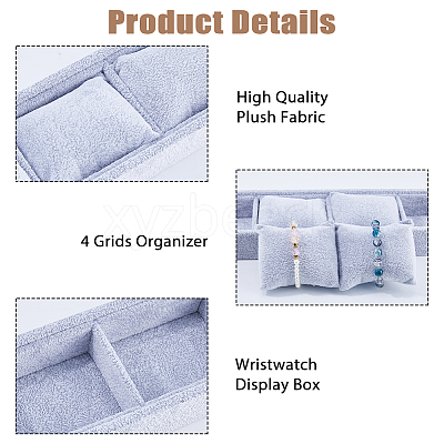 Rectangle 4 Grids Velvet Watch Display Case AJEW-WH0166-11B-1