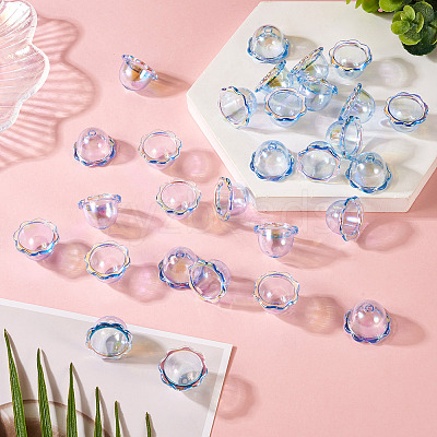 30Pcs UV Plating Acrylic Bead Caps PACR-TA0001-20B-1