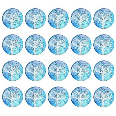Half Round/Dome Tree Pattern Glass Flatback Cabochons for DIY Projects GGLA-YW0001-14I-1