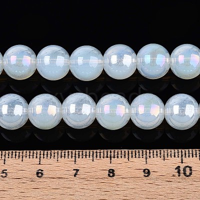 Electroplate Imitation Jade Glass Beads Strands GLAA-T032-J10mm-AB02-1