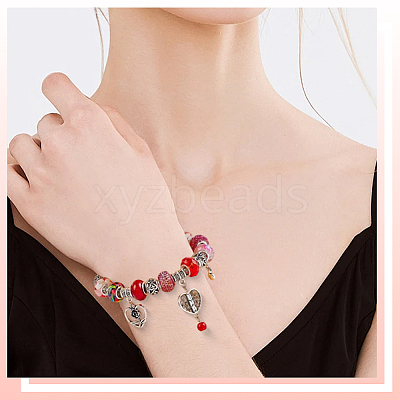 90Pcs 15 Styles Red Series Transparent Resin European Beads RPDL-SP0001-06-1