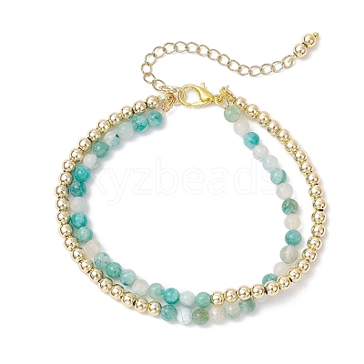 3Pcs Natural Rhodonite & Chrysocolla & Lapis Lazuli & Dyed Hemimorphite Round Beadeds Double-layered Bracelets for Women BJEW-JB12095-1