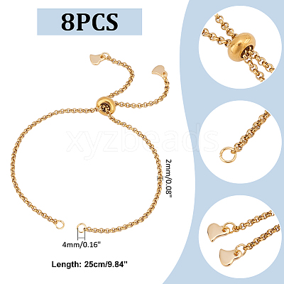 8Pcs 304 Stainless Steel Box Chain Slider Bracelet Makings AJEW-UN00017-1