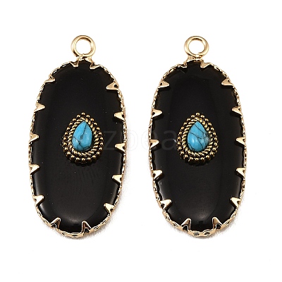 Natural Obsidian & Synthetic Turquoise Carved Pendants GG-CBA5963-02G-1