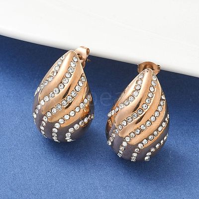 304 Stainless Steel Teardrop Stud Earrings EJEW-B108-07RG-1
