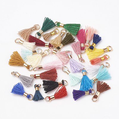 Polycotton(Polyester Cotton) Tassel Pendant Decorations X-FIND-S275-G-M-1
