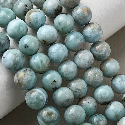 Natural Larimar Beads Strands G-B156-A01-8mm-1