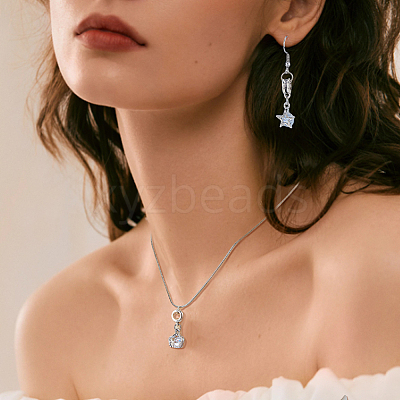 48Pcs 6 Styles Alloy Pave Clear Cubic Zirconia European Dangle Charms PALLOY-FI00002-1