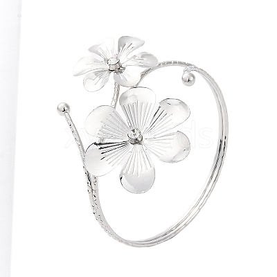 Flower Alloy Arm Cuff Bangles for Girl Women AJEW-A063-01A-P-1