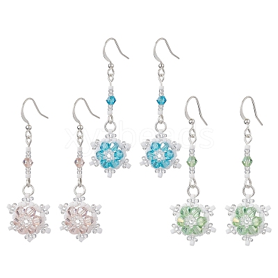Glass Seed Beaded Dangle Earrings EJEW-MZ00171-1
