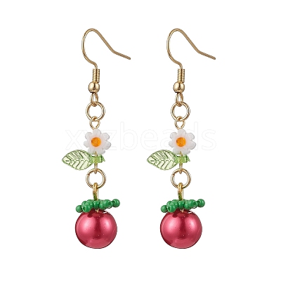 304 Stainless Steel Tomato Dangle Earrings EJEW-MZ00464-01-1