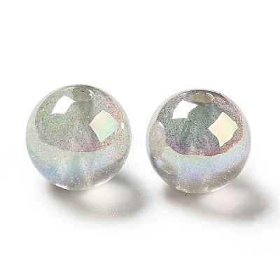 UV Plating Transparent Rainbow Iridescent Acrylic Beads OACR-D010-01F-1