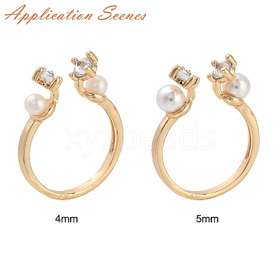 Brass Micro Clear Cubic Zirconia Cuff Finger Rings Setting KK-T056-51G-NF-1