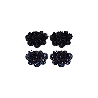 4Pcs 2 Colors Flower Velvet with Rhinestone Shoe Decorations DIY-FG0006-43-1