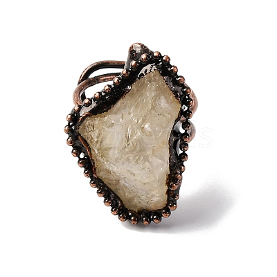 Irregular Oval Natural Citrine Adjustable Rings RJEW-M157-09R-1