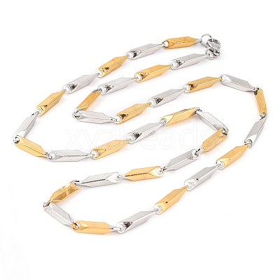 304 Stainless Steel Rectangle Link Chain Necklaces for Women NJEW-G140-05GP-1