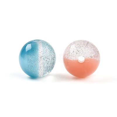 Two Tone Transparent Resin Beads RESI-N042-12mm-07-1
