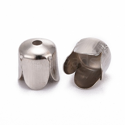 Platinum Iron Flower Bead Caps X-IFIN-015Y-N-1
