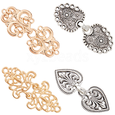 4Pcs 4 Styles Alloy Interlocking Clasps FIND-GF0007-16-1